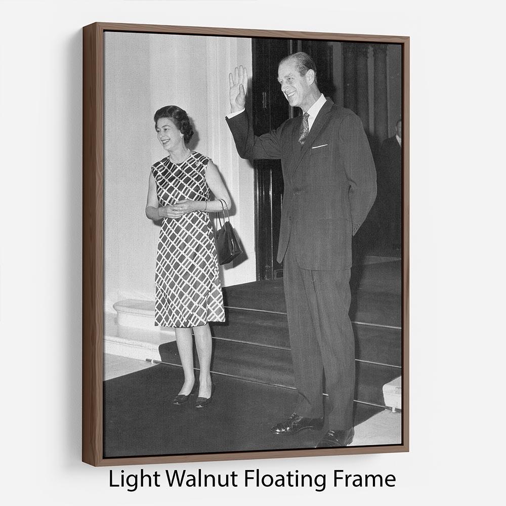 Queen Elizabeth II and Prince Philip hosting a state visit Floating Frame Canvas
