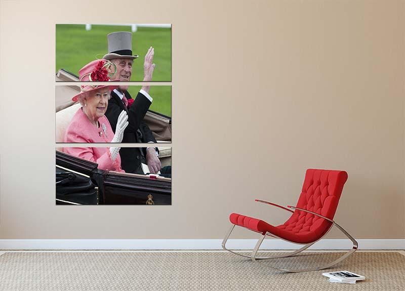 Queen Elizabeth II and Prince Philip in their carriage at Ascot 3 Split Panel Canvas Print - Canvas Art Rocks - 2
