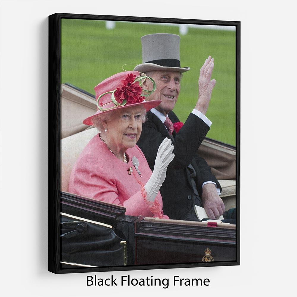 Queen Elizabeth II and Prince Philip in their carriage at Ascot Floating Frame Canvas