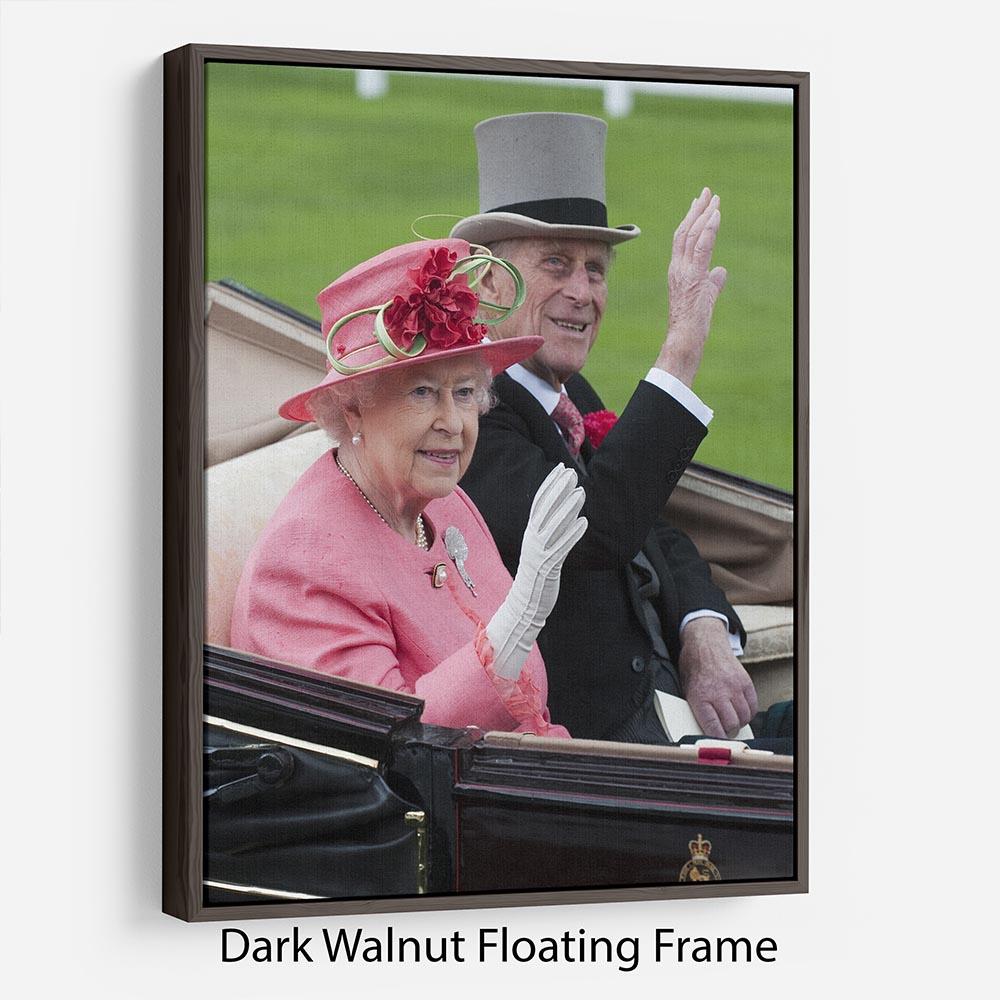 Queen Elizabeth II and Prince Philip in their carriage at Ascot Floating Frame Canvas