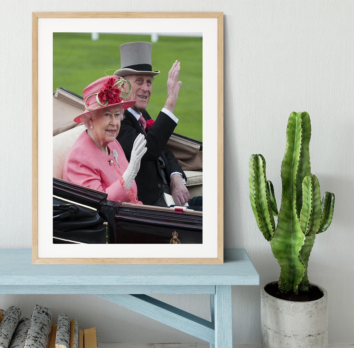 Queen Elizabeth II and Prince Philip in their carriage at Ascot Framed Print - Canvas Art Rocks - 3