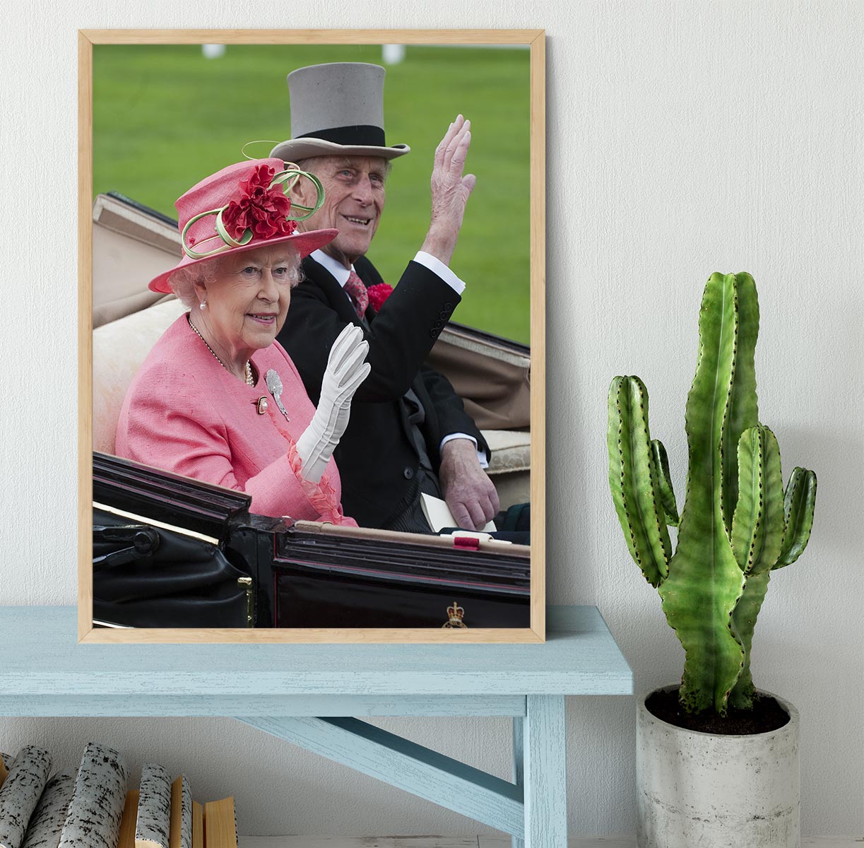 Queen Elizabeth II and Prince Philip in their carriage at Ascot Framed Print - Canvas Art Rocks - 4