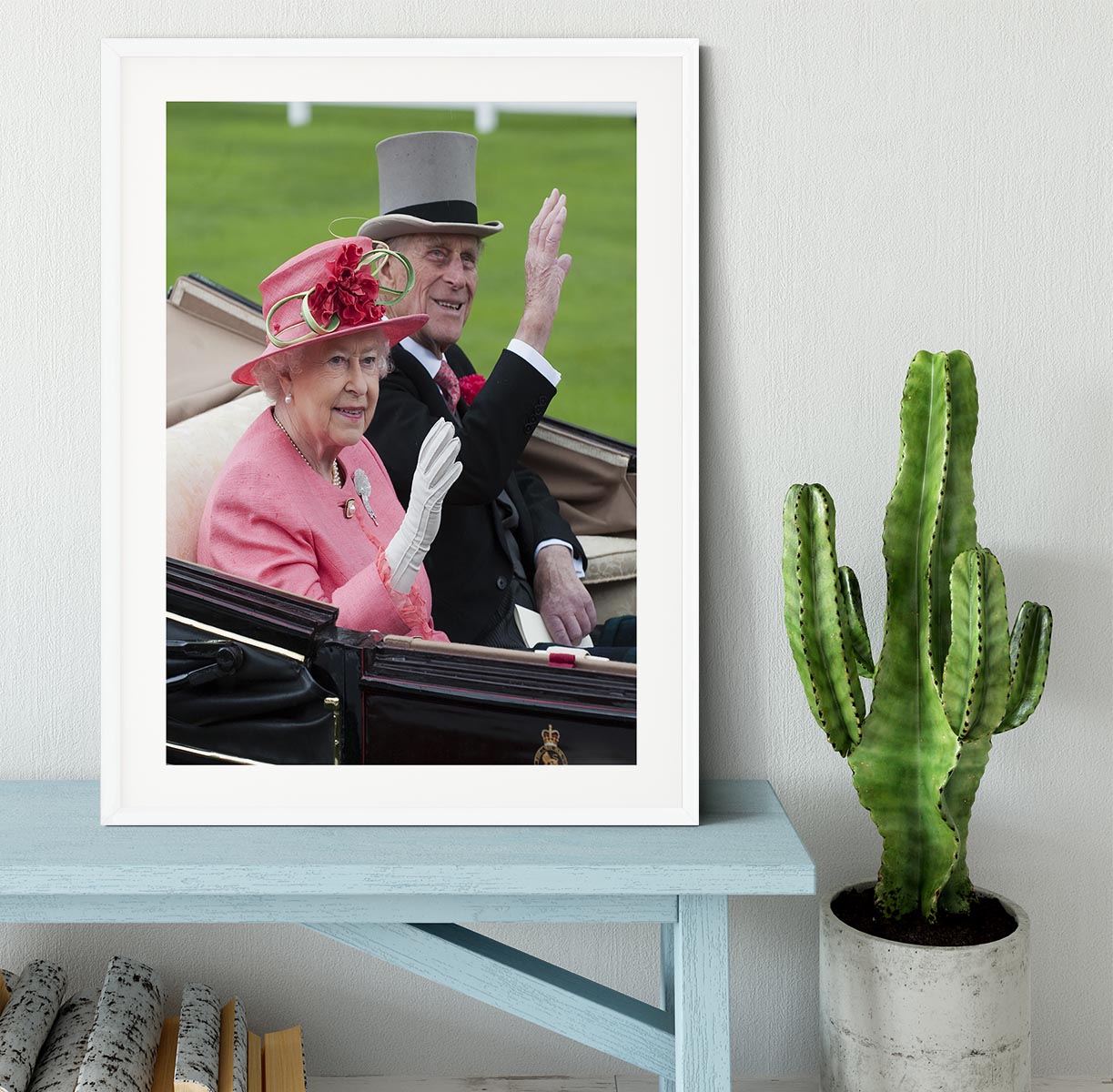 Queen Elizabeth II and Prince Philip in their carriage at Ascot Framed Print - Canvas Art Rocks - 5