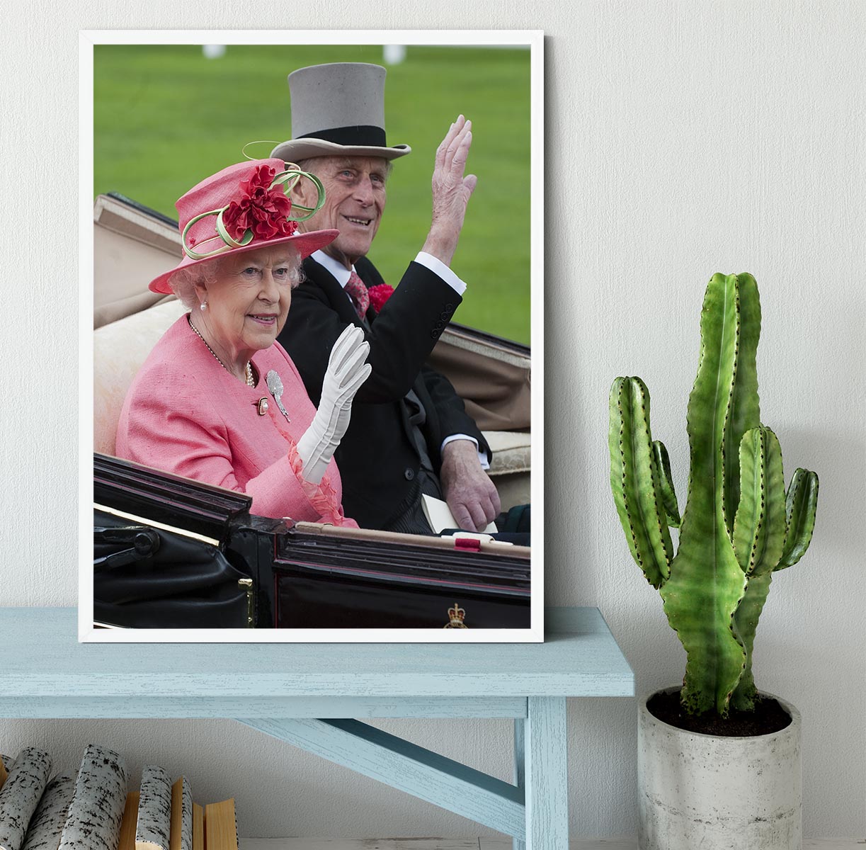 Queen Elizabeth II and Prince Philip in their carriage at Ascot Framed Print - Canvas Art Rocks -6