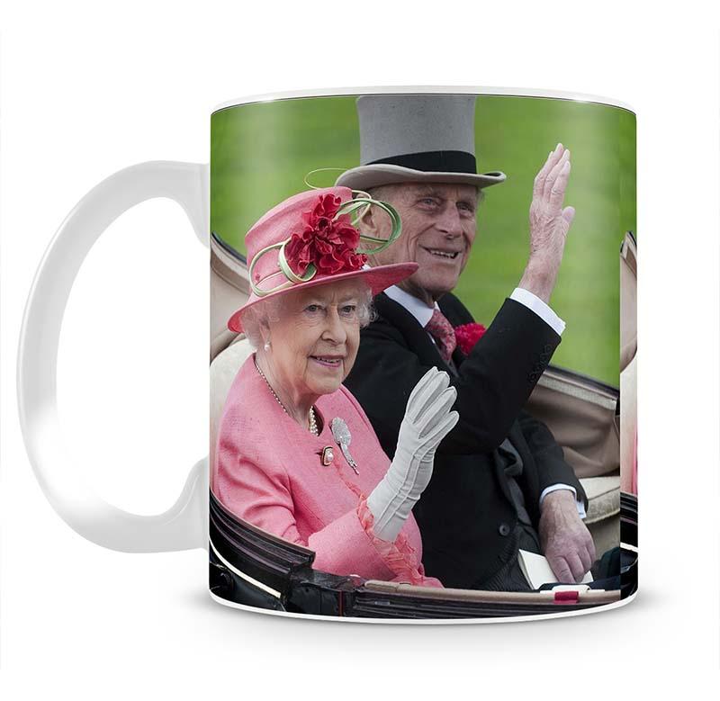 Queen Elizabeth II and Prince Philip in their carriage at Ascot Mug - Canvas Art Rocks - 2