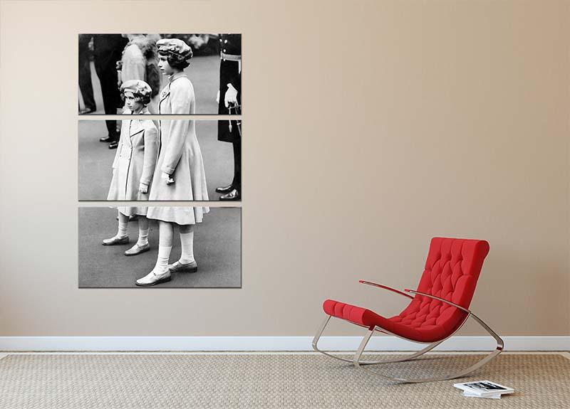 Queen Elizabeth II as a child with her sister in matched outfits 3 Split Panel Canvas Print - Canvas Art Rocks - 2