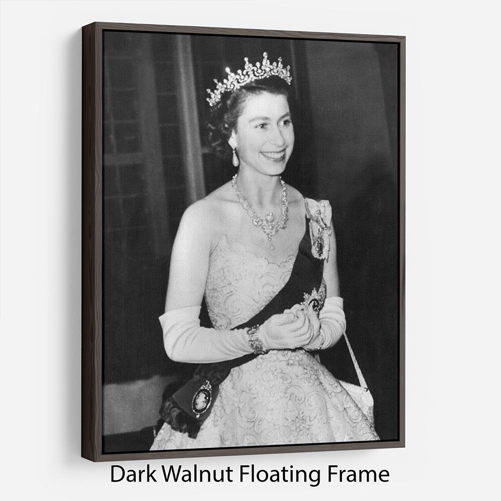 Queen Elizabeth II during her Coronation tour Floating Frame Canvas