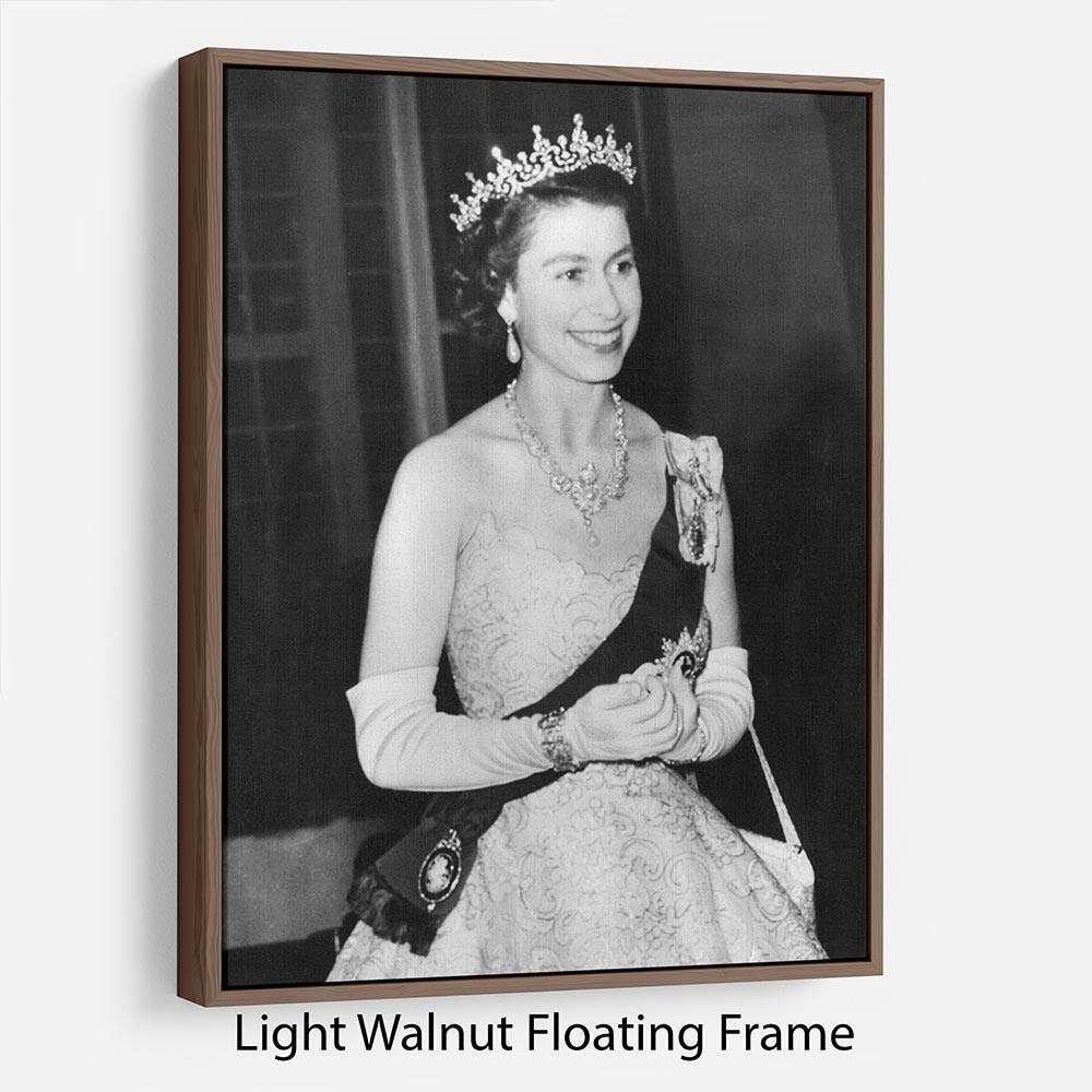 Queen Elizabeth II during her Coronation tour Floating Frame Canvas