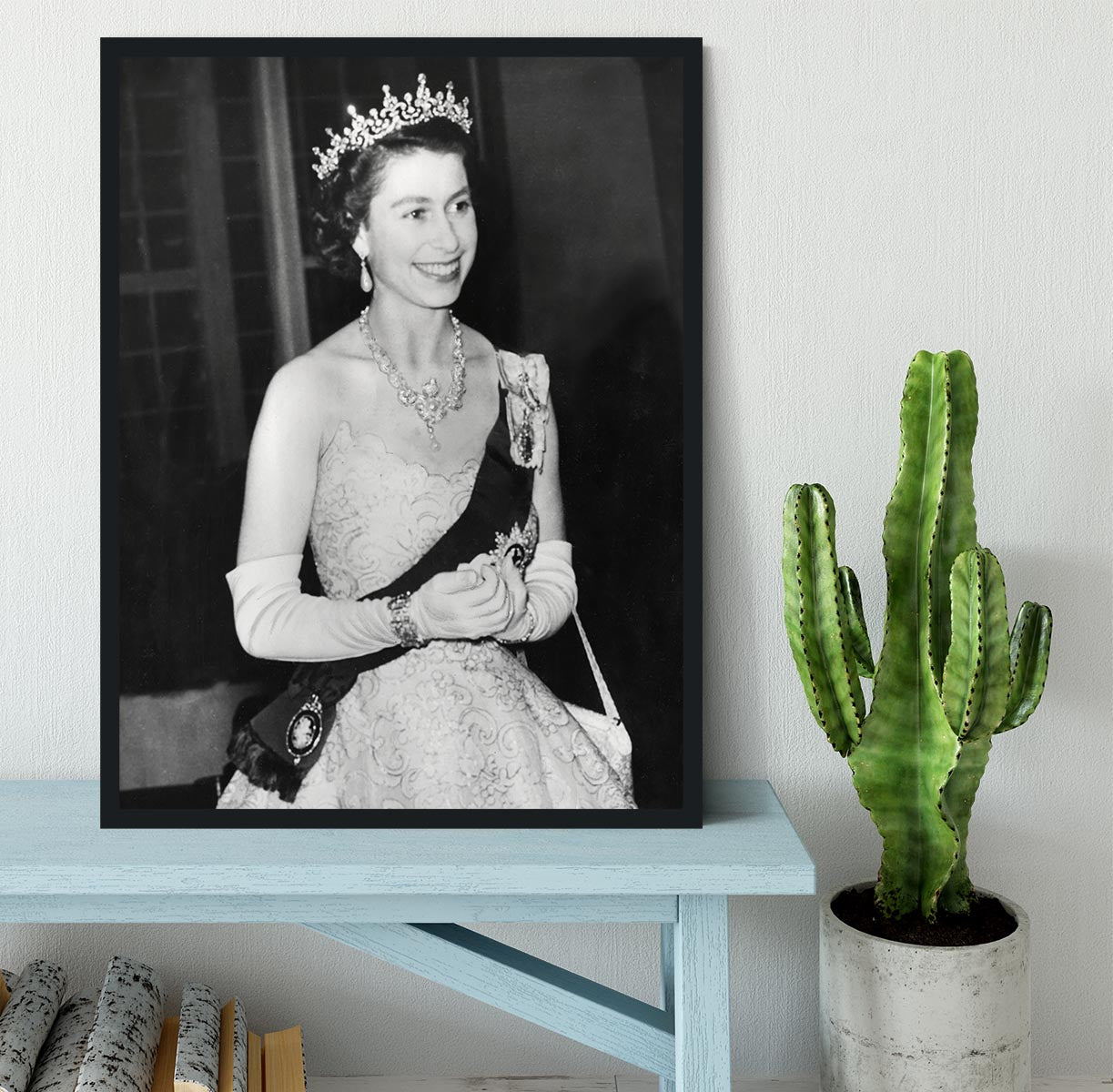 Queen Elizabeth II during her Coronation tour Framed Print - Canvas Art Rocks - 2