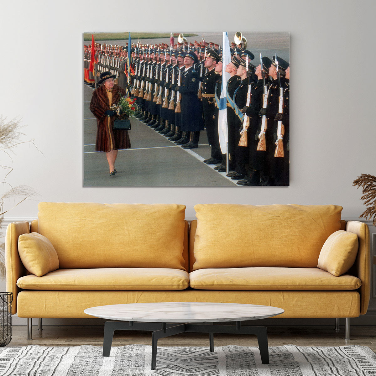 Queen Elizabeth II inspecting the guard of honour in Moscow Canvas Print or Poster - Canvas Art Rocks - 4