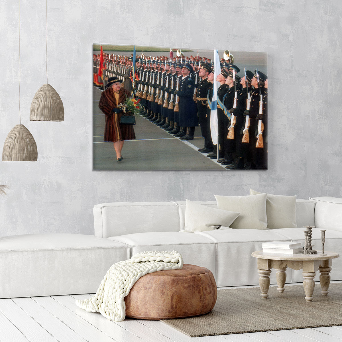Queen Elizabeth II inspecting the guard of honour in Moscow Canvas Print or Poster - Canvas Art Rocks - 6