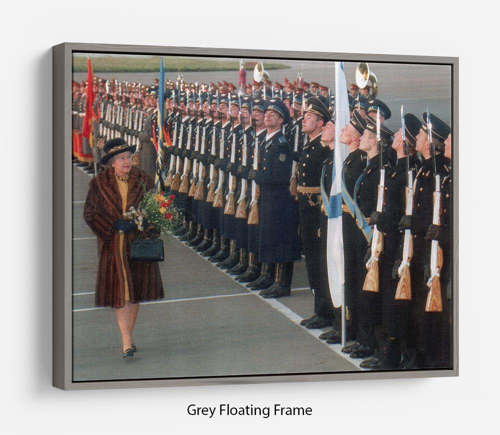 Queen Elizabeth II inspecting the guard of honour in Moscow Floating Frame Canvas