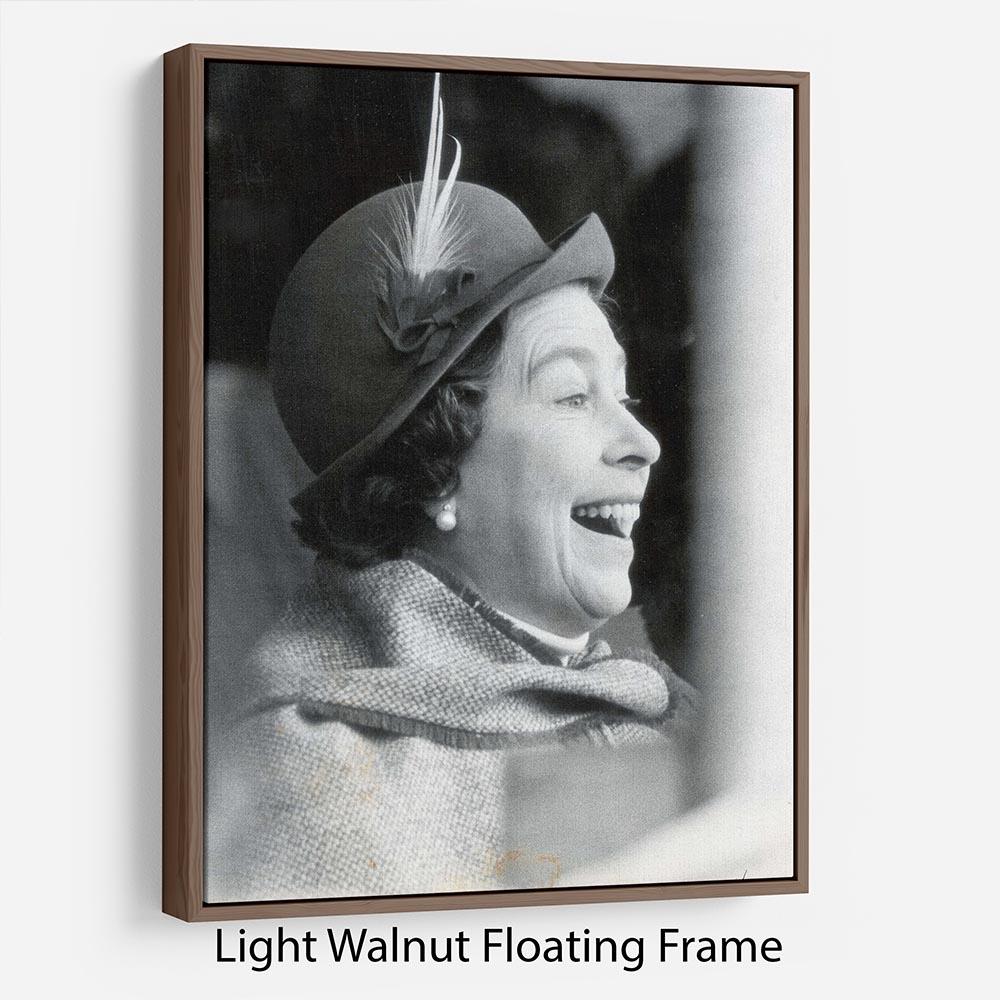 Queen Elizabeth II looking pleased at the Badminton Horse Trials Floating Frame Canvas