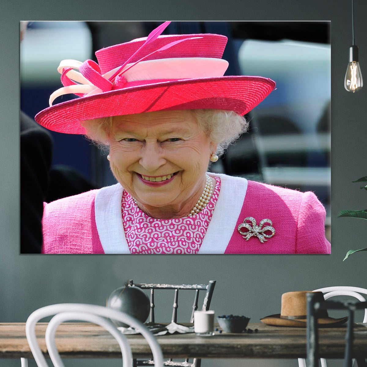 Queen Elizabeth II smiling at the Derby Canvas Print or Poster - Canvas Art Rocks - 3