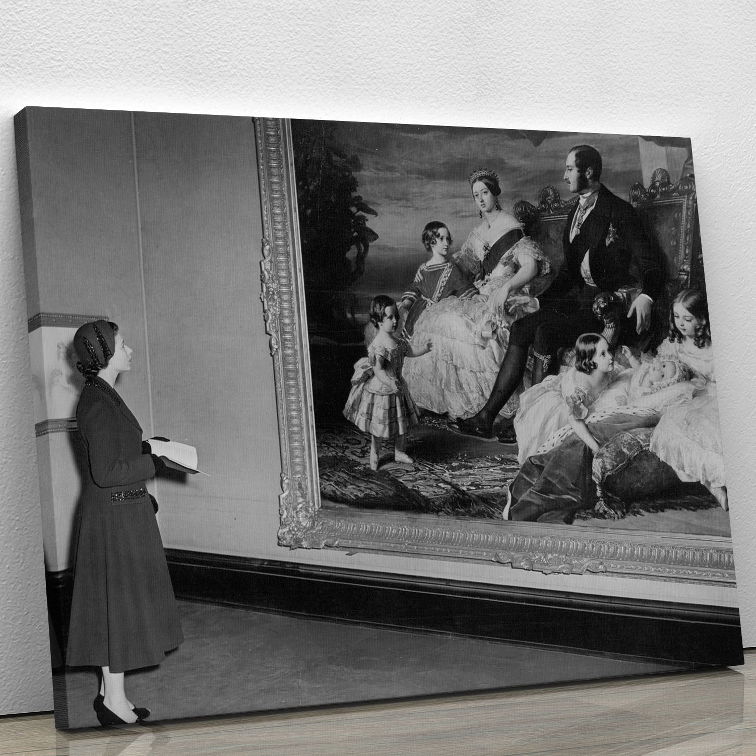 Queen Elizabeth II viewing a portrait of Queen Victoria Canvas Print or Poster - Canvas Art Rocks - 1