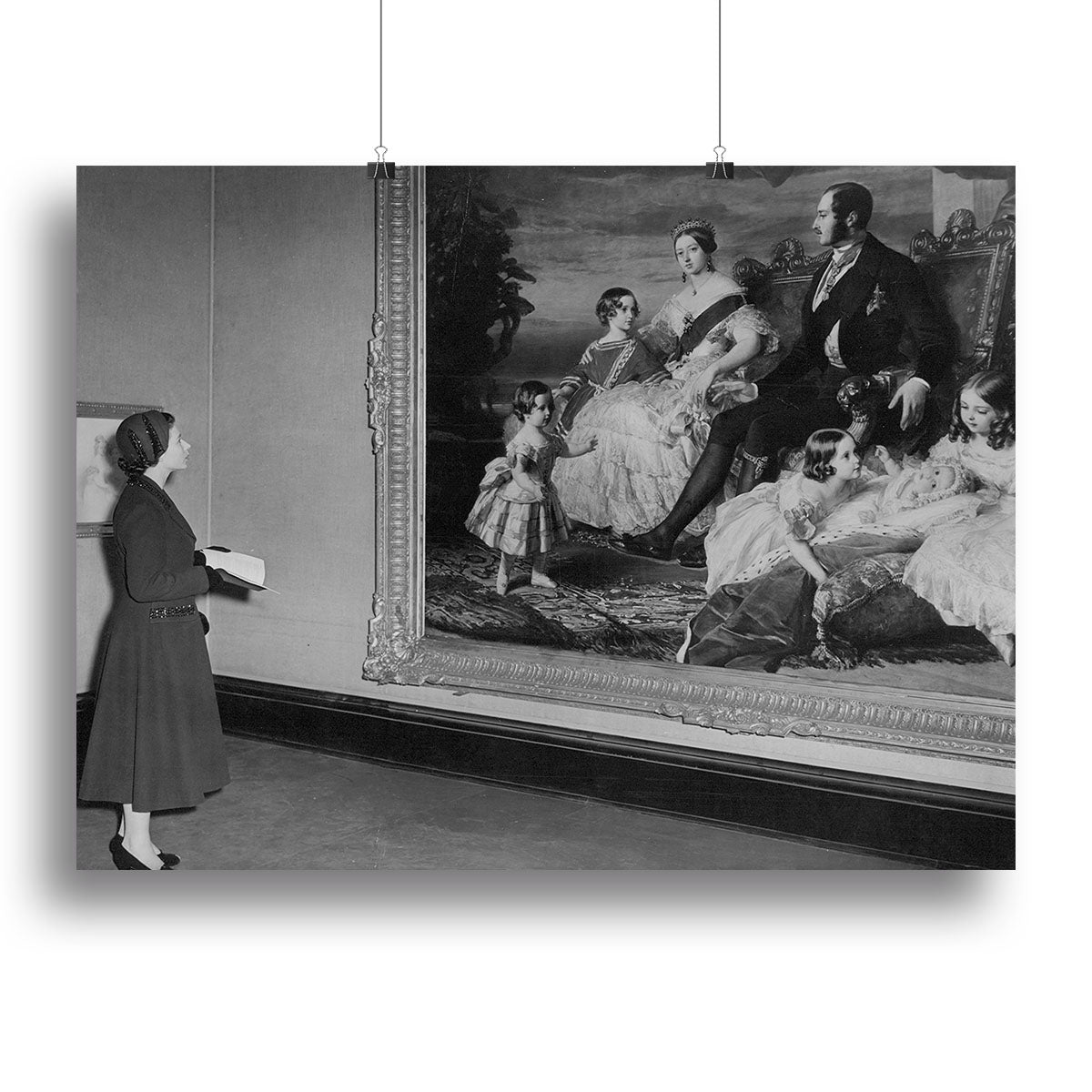 Queen Elizabeth II viewing a portrait of Queen Victoria Canvas Print or Poster - Canvas Art Rocks - 2