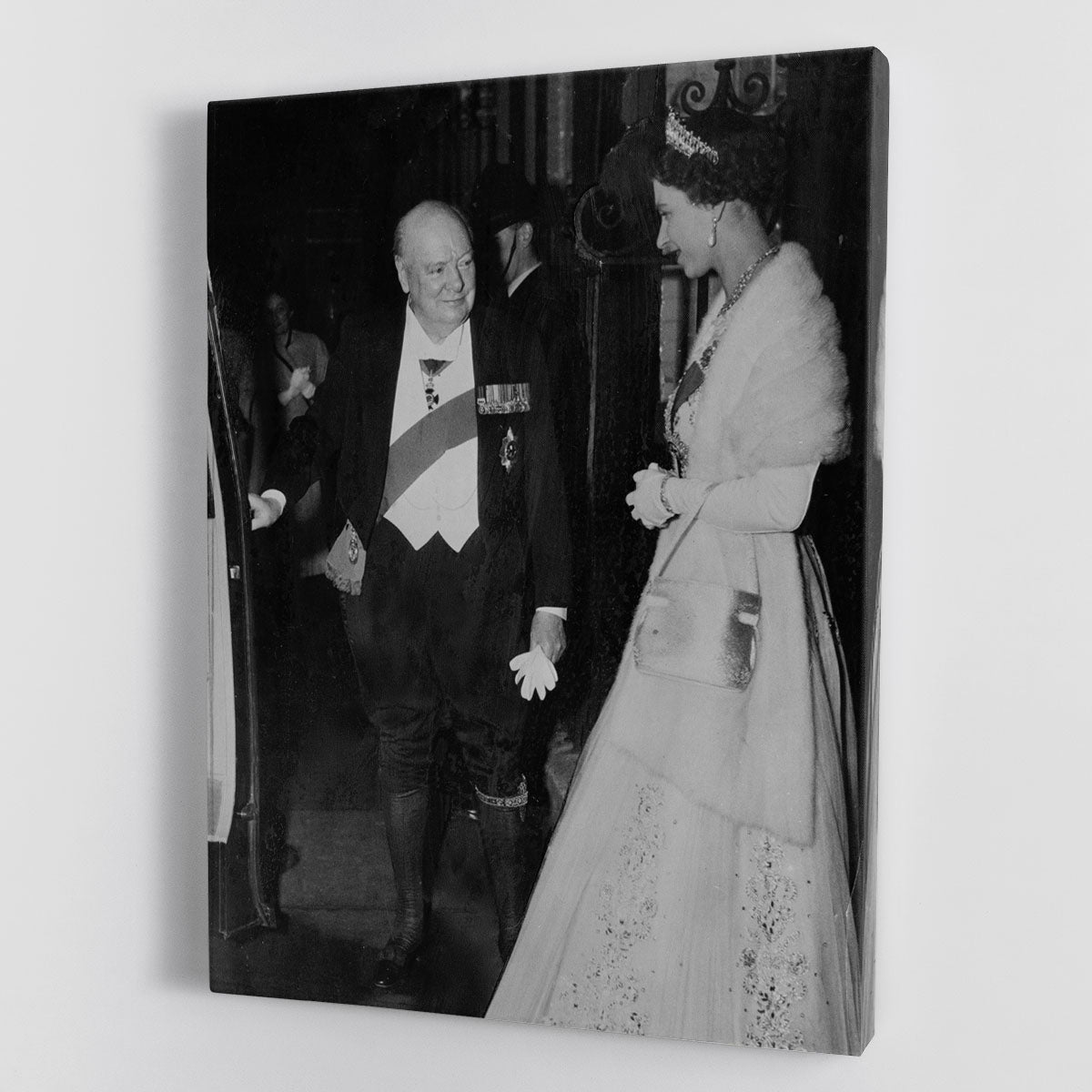 Queen Elizabeth II with Winston Churchill at Downing Street Canvas Print or Poster - Canvas Art Rocks - 1
