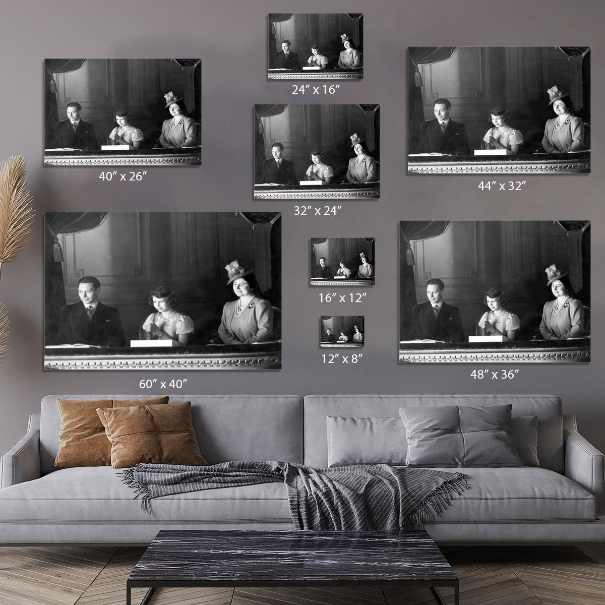 Queen Elizabeth II with her parents entranced viewing the stage Canvas Print or Poster - Canvas Art Rocks - 7