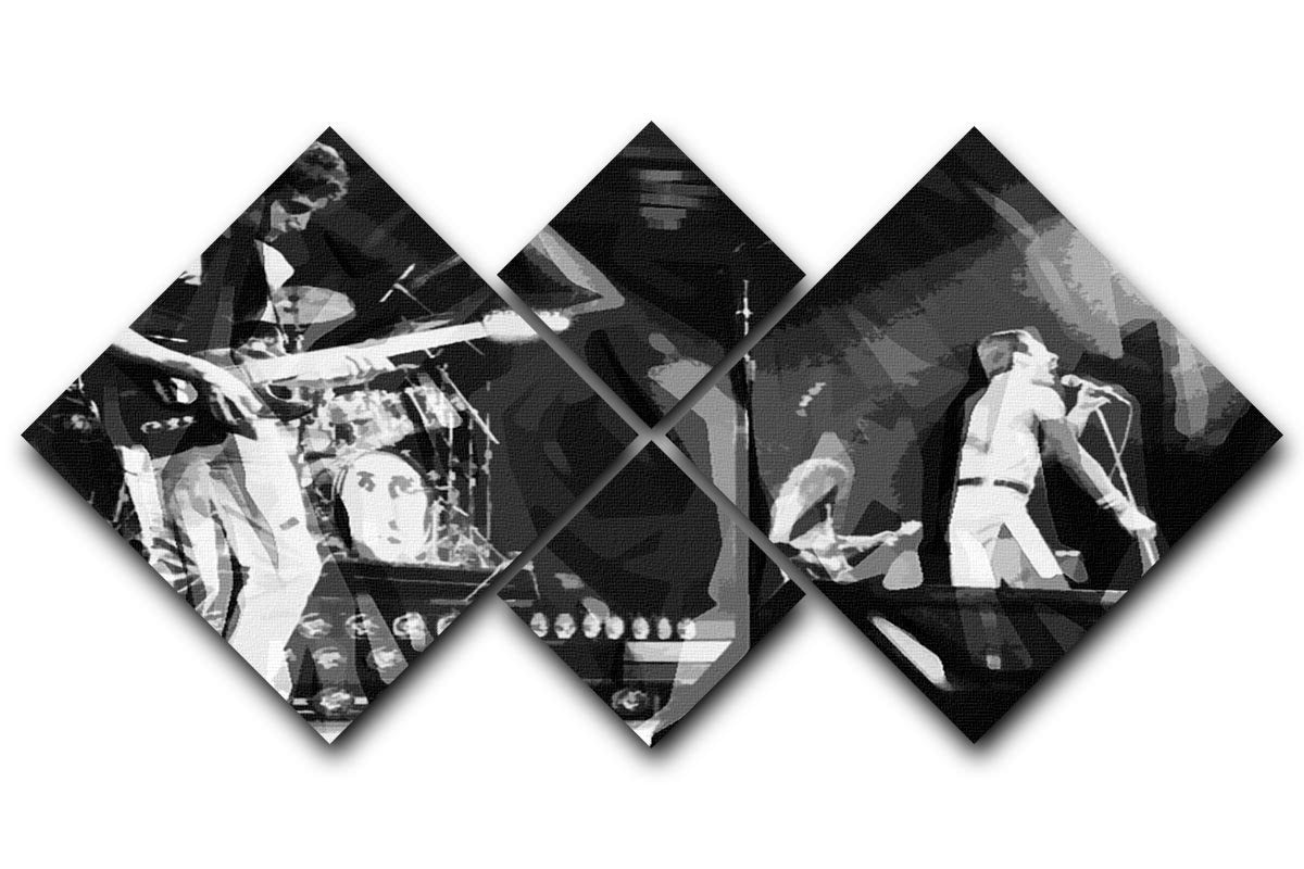 Queen Live On Stage Pop Art 4 Square Multi Panel Canvas  - Canvas Art Rocks - 1