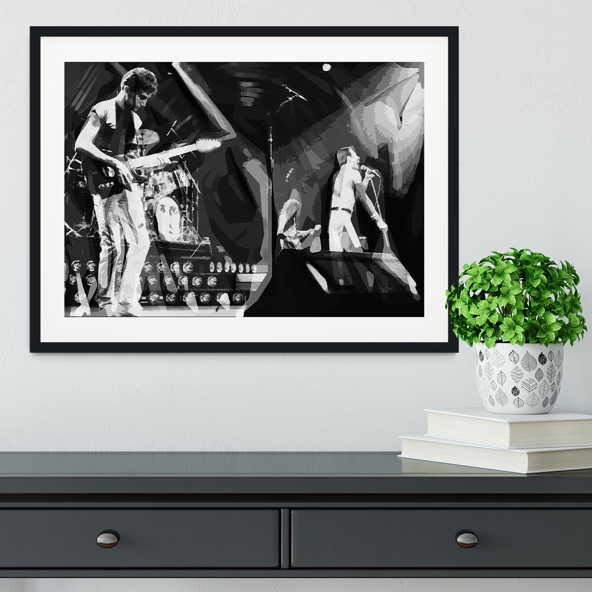 Queen Live On Stage Pop Art Framed Print - Canvas Art Rocks - 1