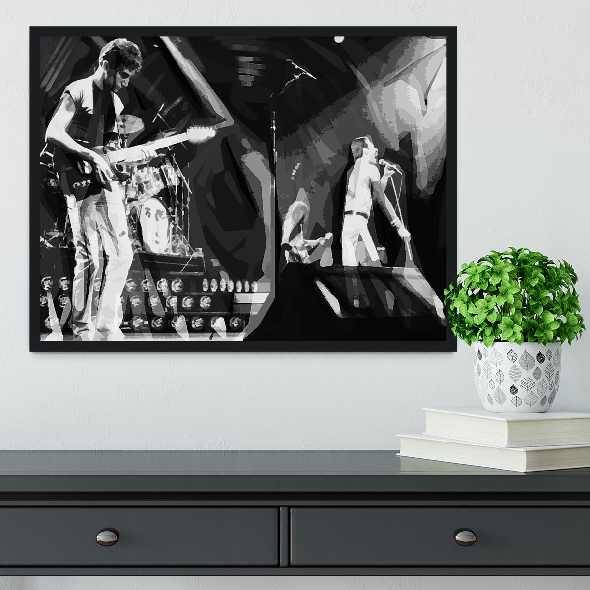 Queen Live On Stage Pop Art Framed Print - Canvas Art Rocks - 2