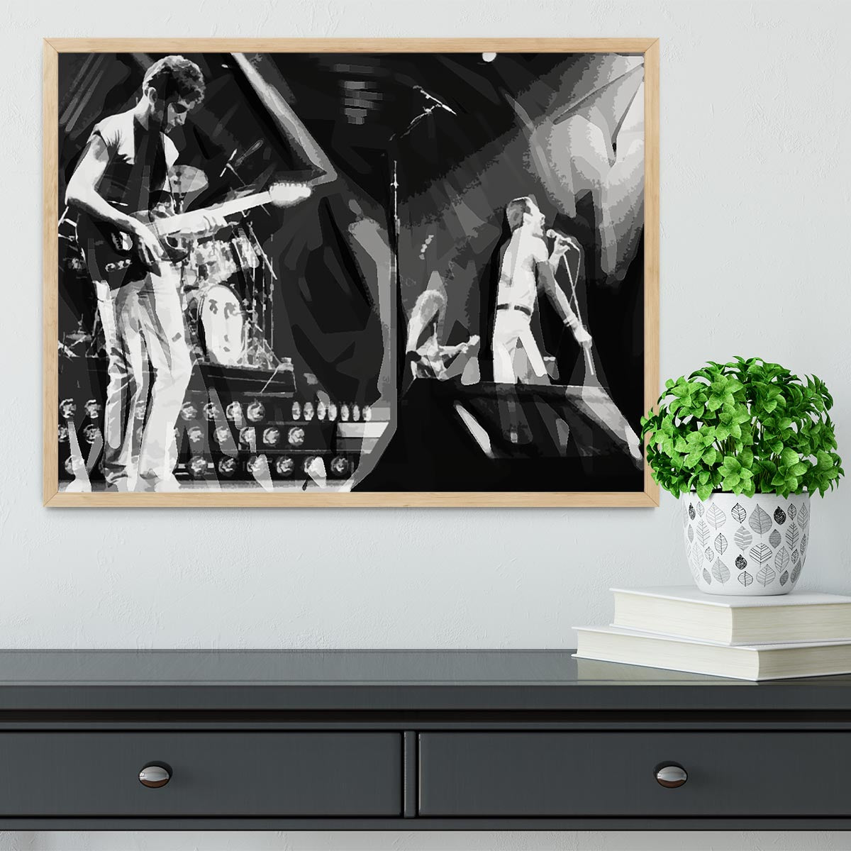 Queen Live On Stage Pop Art Framed Print - Canvas Art Rocks - 4