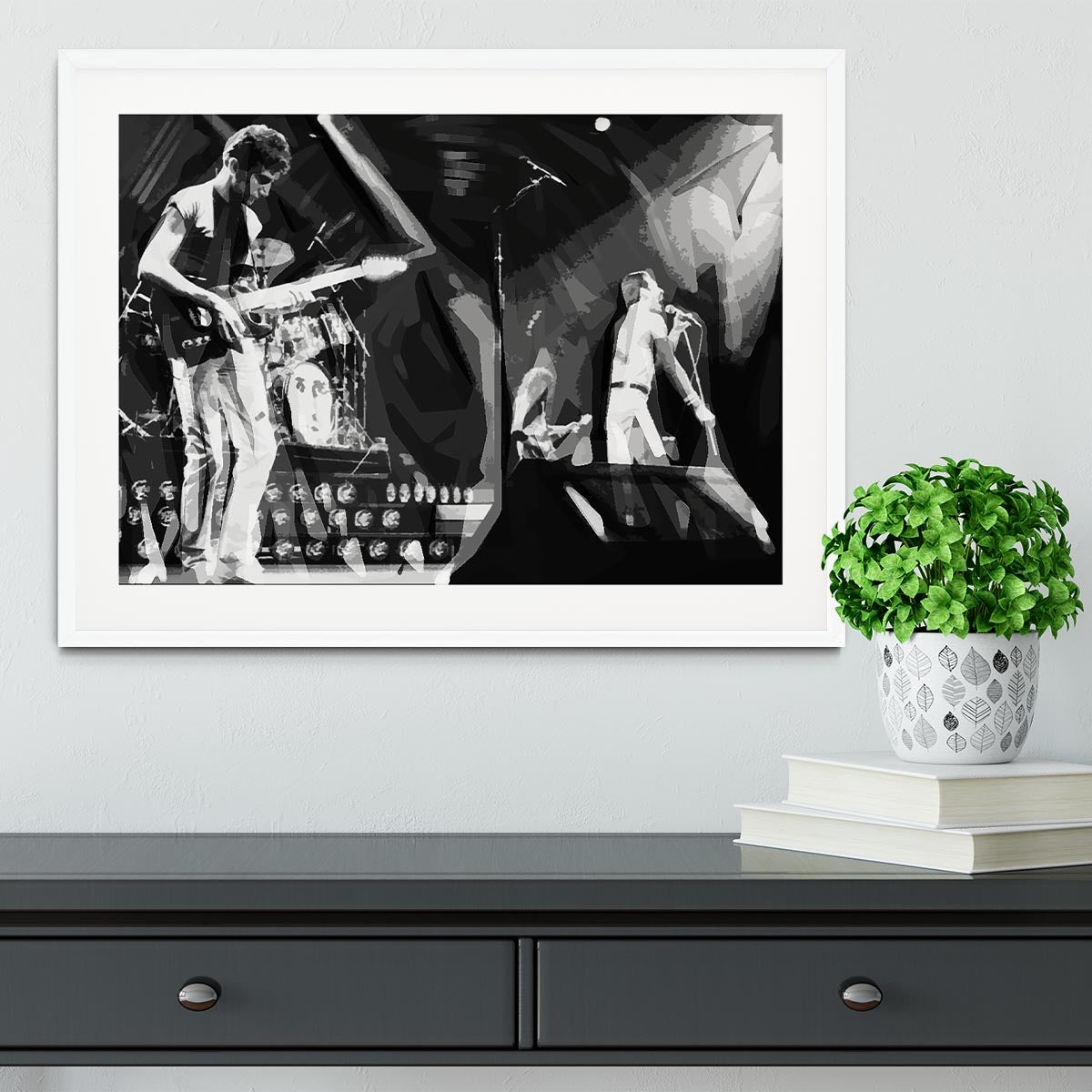 Queen Live On Stage Pop Art Framed Print - Canvas Art Rocks - 5