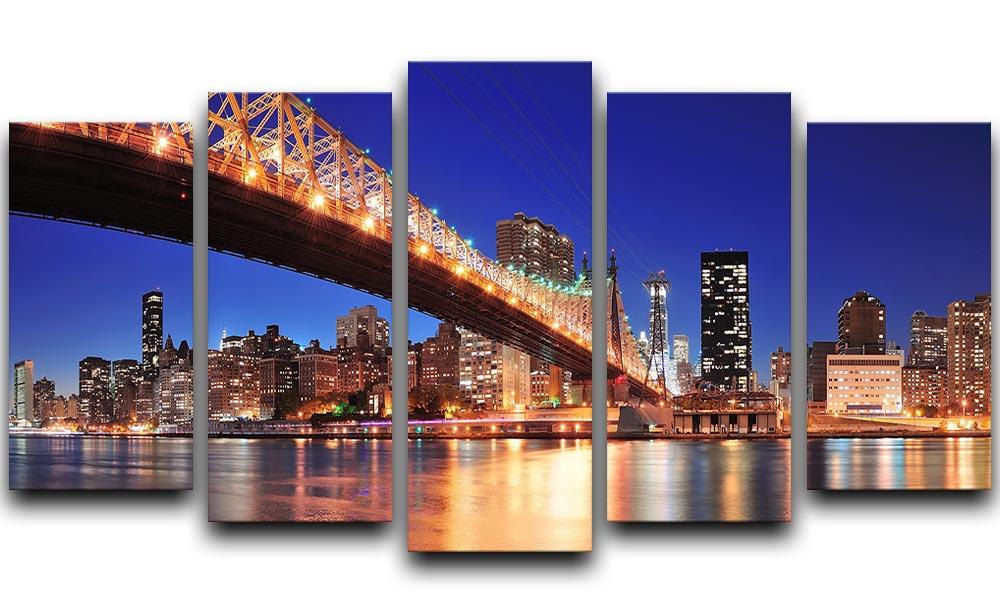 Queensboro Bridge over New York 5 Split Panel Canvas  - Canvas Art Rocks - 1