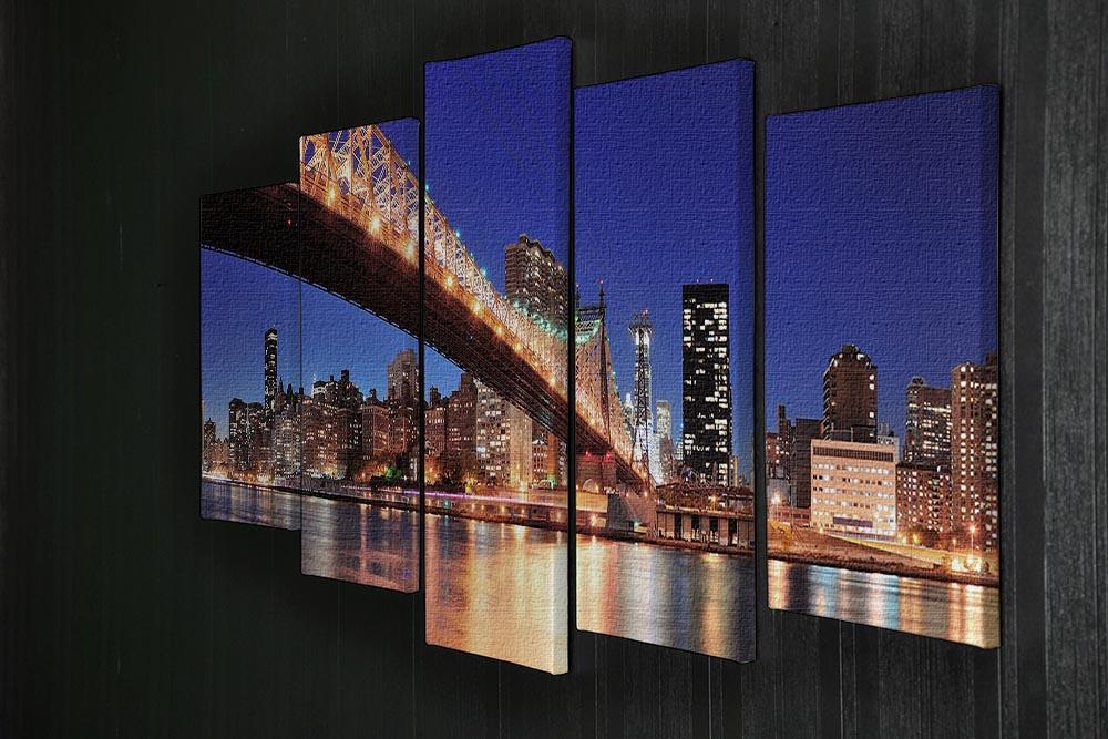 Queensboro Bridge over New York 5 Split Panel Canvas  - Canvas Art Rocks - 2