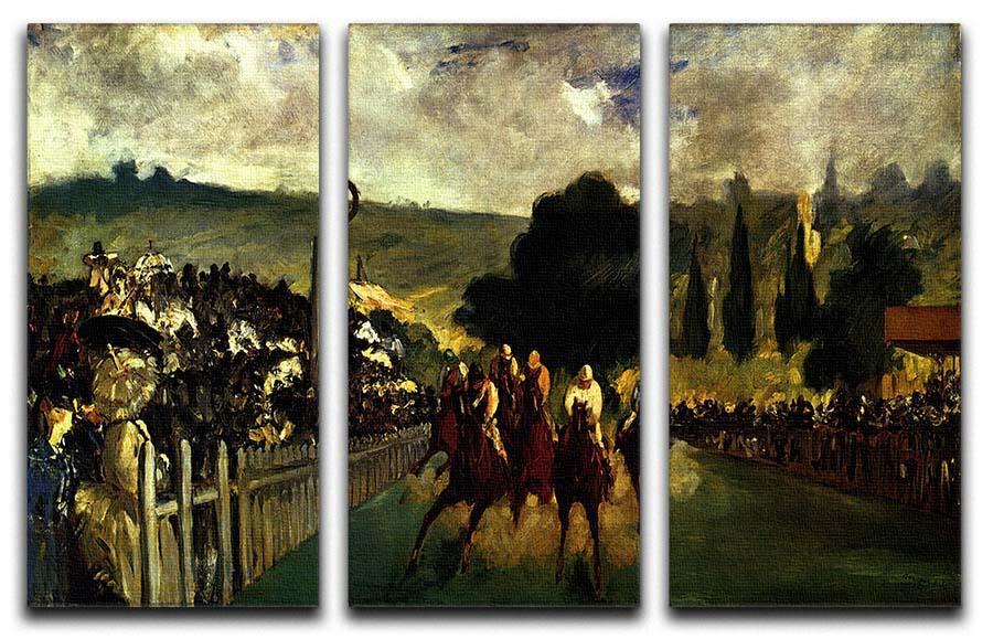 Race at Longchamp by Manet 3 Split Panel Canvas Print - Canvas Art Rocks - 1