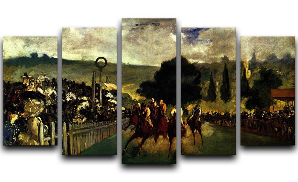 Race at Longchamp by Manet 5 Split Panel Canvas  - Canvas Art Rocks - 1