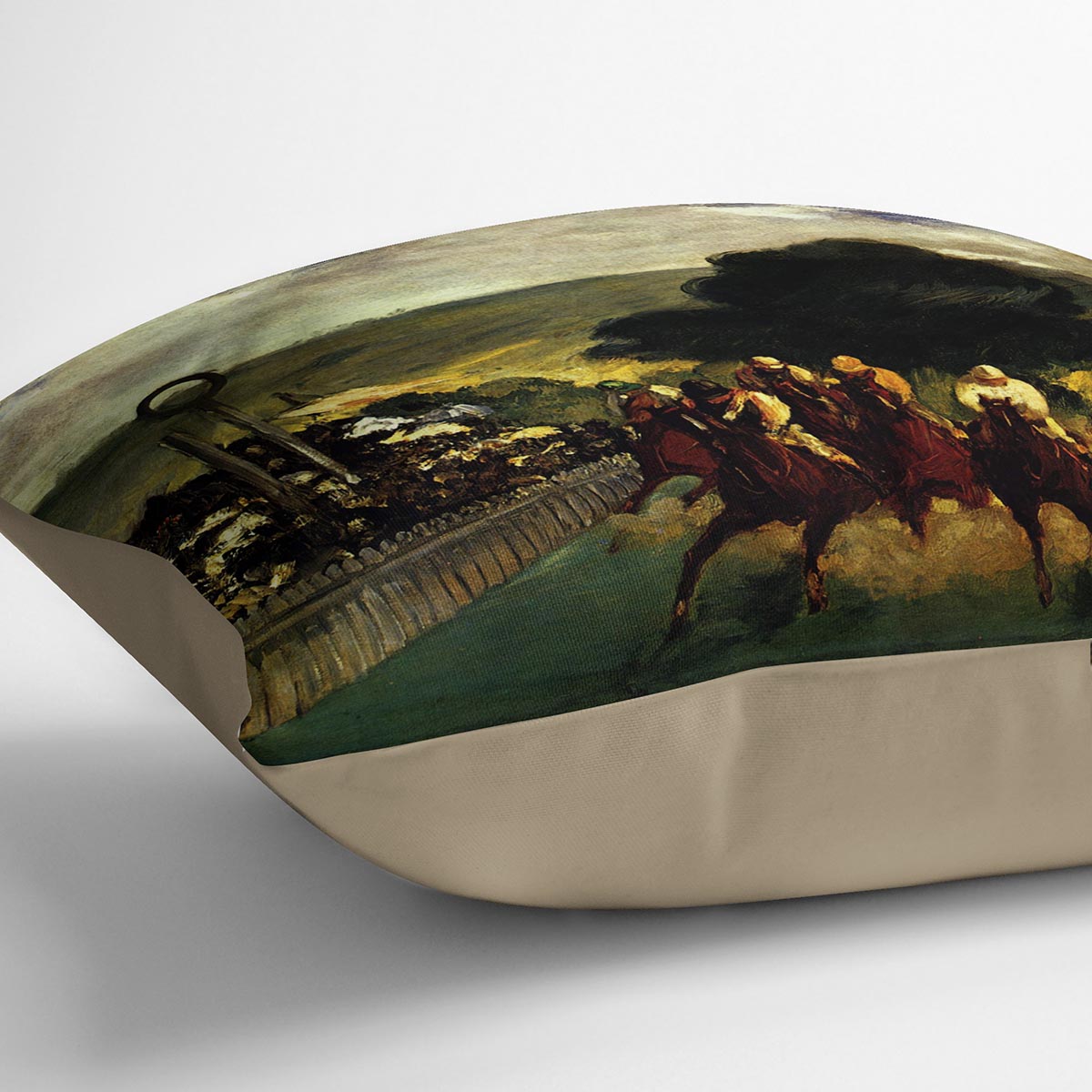 Race at Longchamp by Manet Cushion