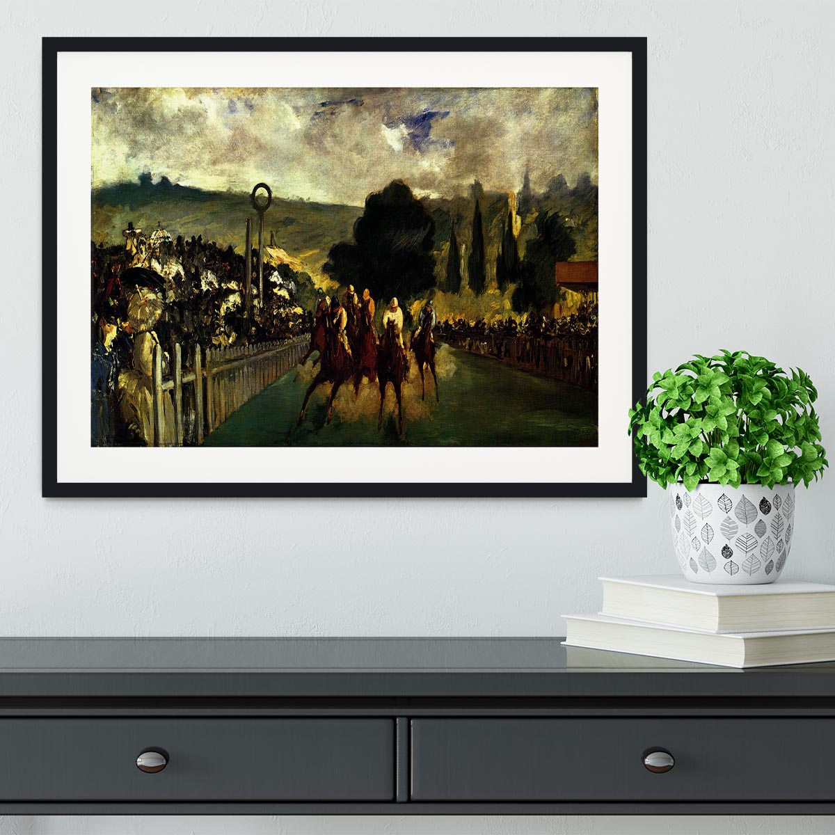 Race at Longchamp by Manet Framed Print - Canvas Art Rocks - 1