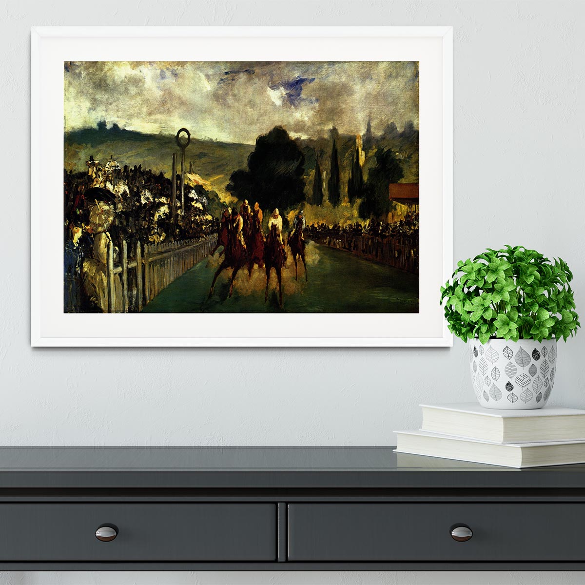 Race at Longchamp by Manet Framed Print - Canvas Art Rocks - 5