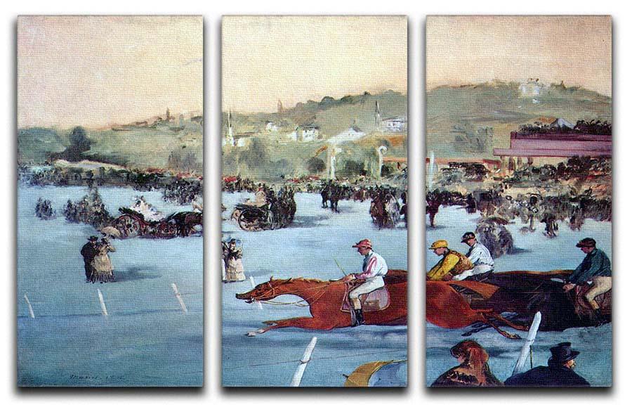 Races at the Bois de Boulogne by Manet 3 Split Panel Canvas Print - Canvas Art Rocks - 1