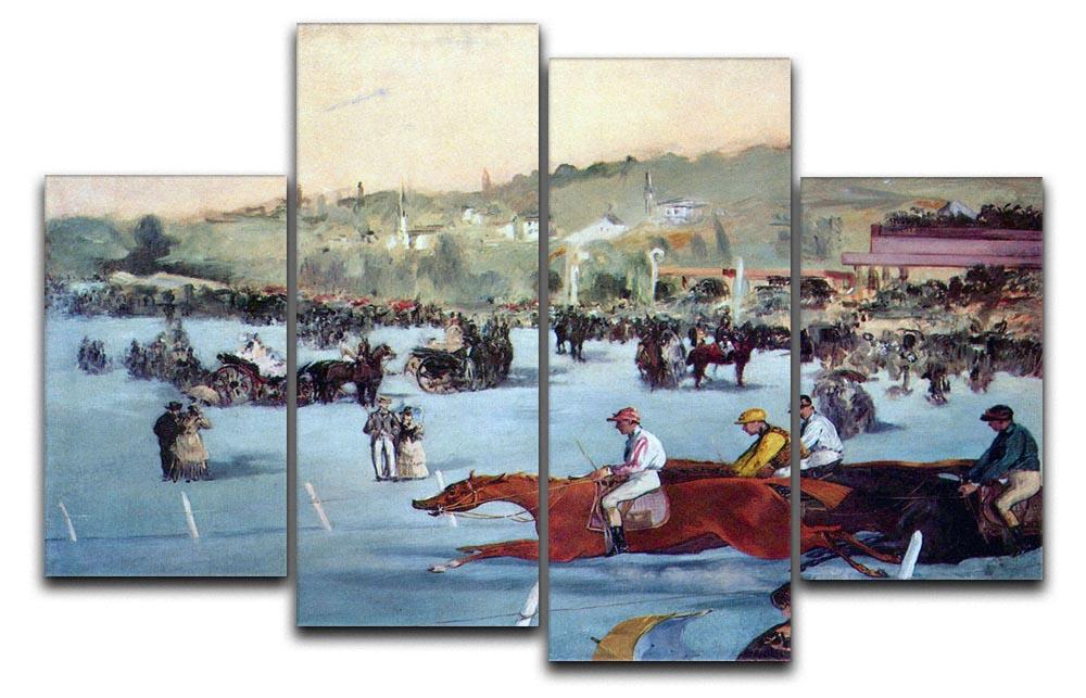 Races at the Bois de Boulogne by Manet 4 Split Panel Canvas  - Canvas Art Rocks - 1