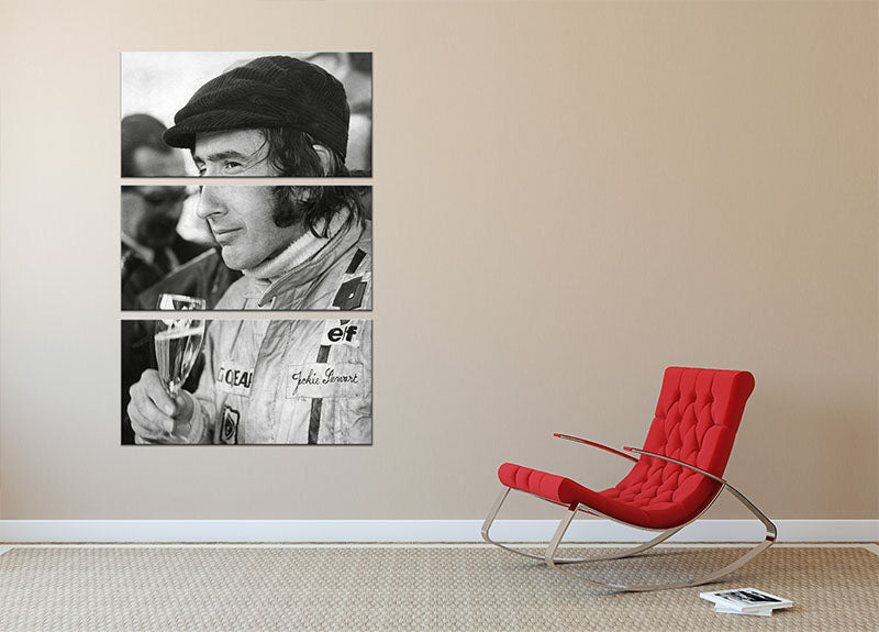 Racing driver Jackie Stewart in 1971 3 Split Panel Canvas Print - Canvas Art Rocks - 2
