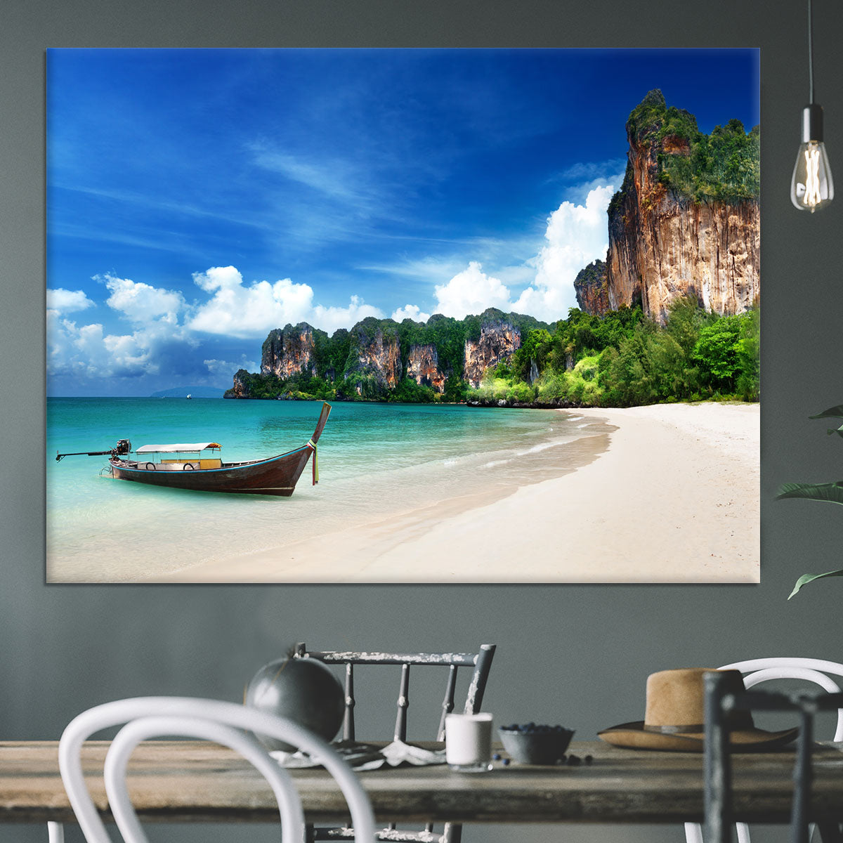 Railay beach in Krabi Thailand Canvas Print or Poster - Canvas Art Rocks - 3