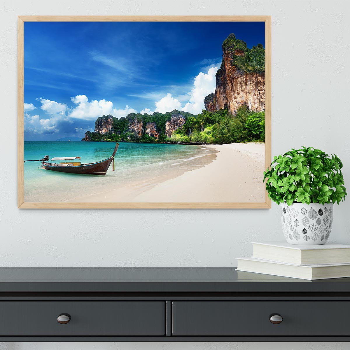 Railay beach in Krabi Thailand Framed Print - Canvas Art Rocks - 4