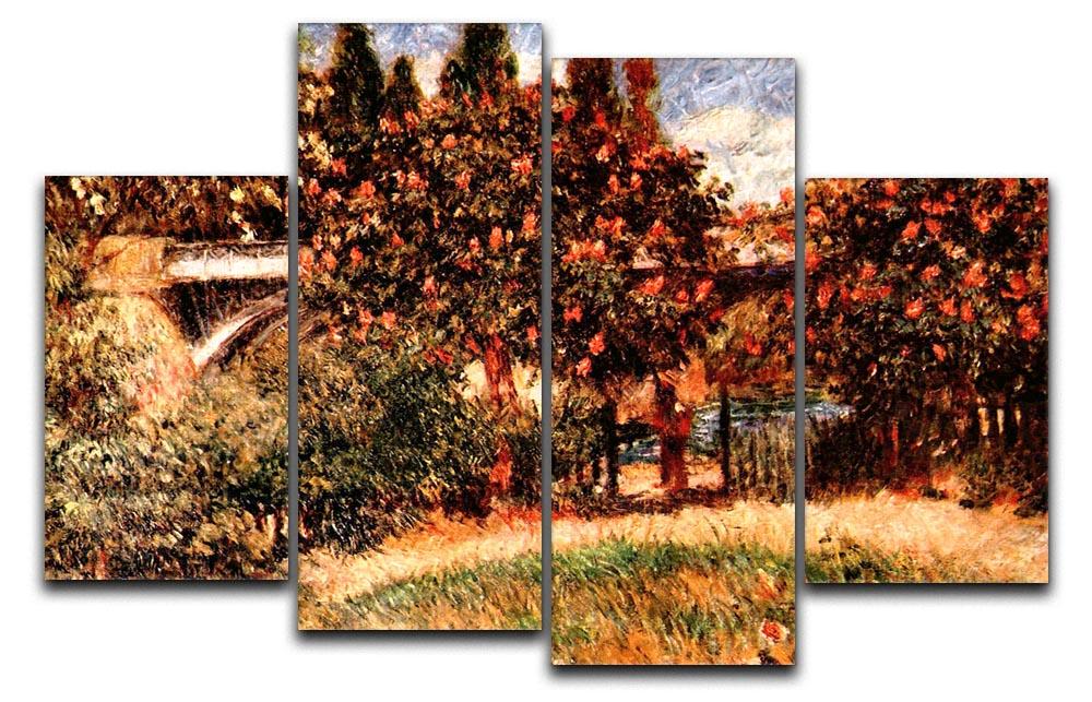 Railway bridge of Chatou by Renoir 4 Split Panel Canvas  - Canvas Art Rocks - 1