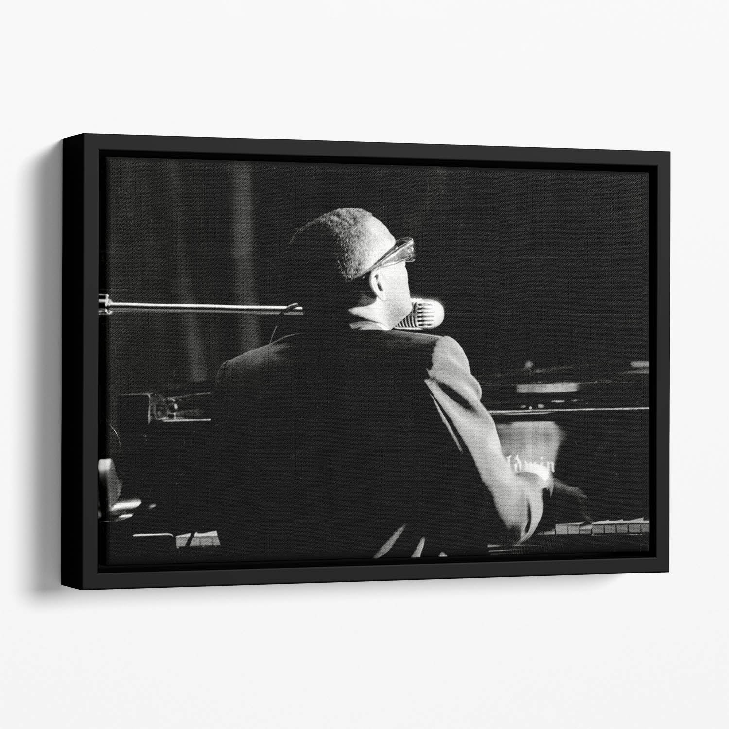 Ray Charles at the piano Floating Framed Canvas