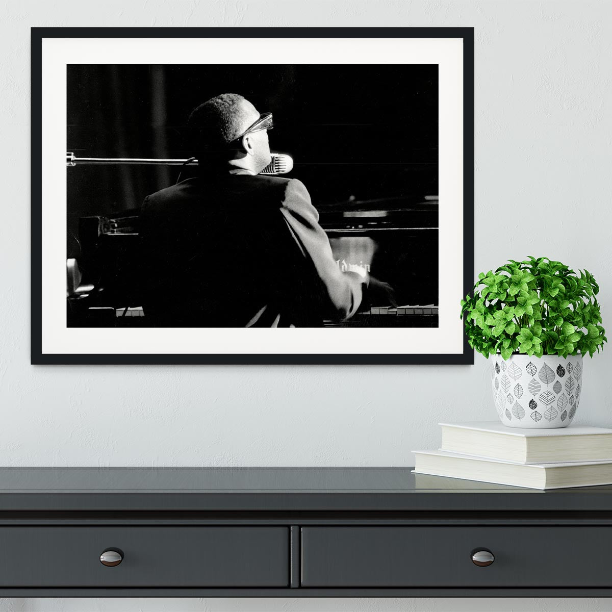 Ray Charles at the piano Framed Print - Canvas Art Rocks - 1