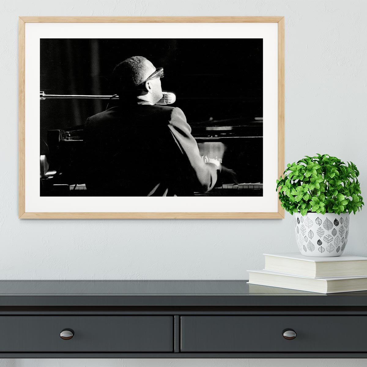Ray Charles at the piano Framed Print - Canvas Art Rocks - 3