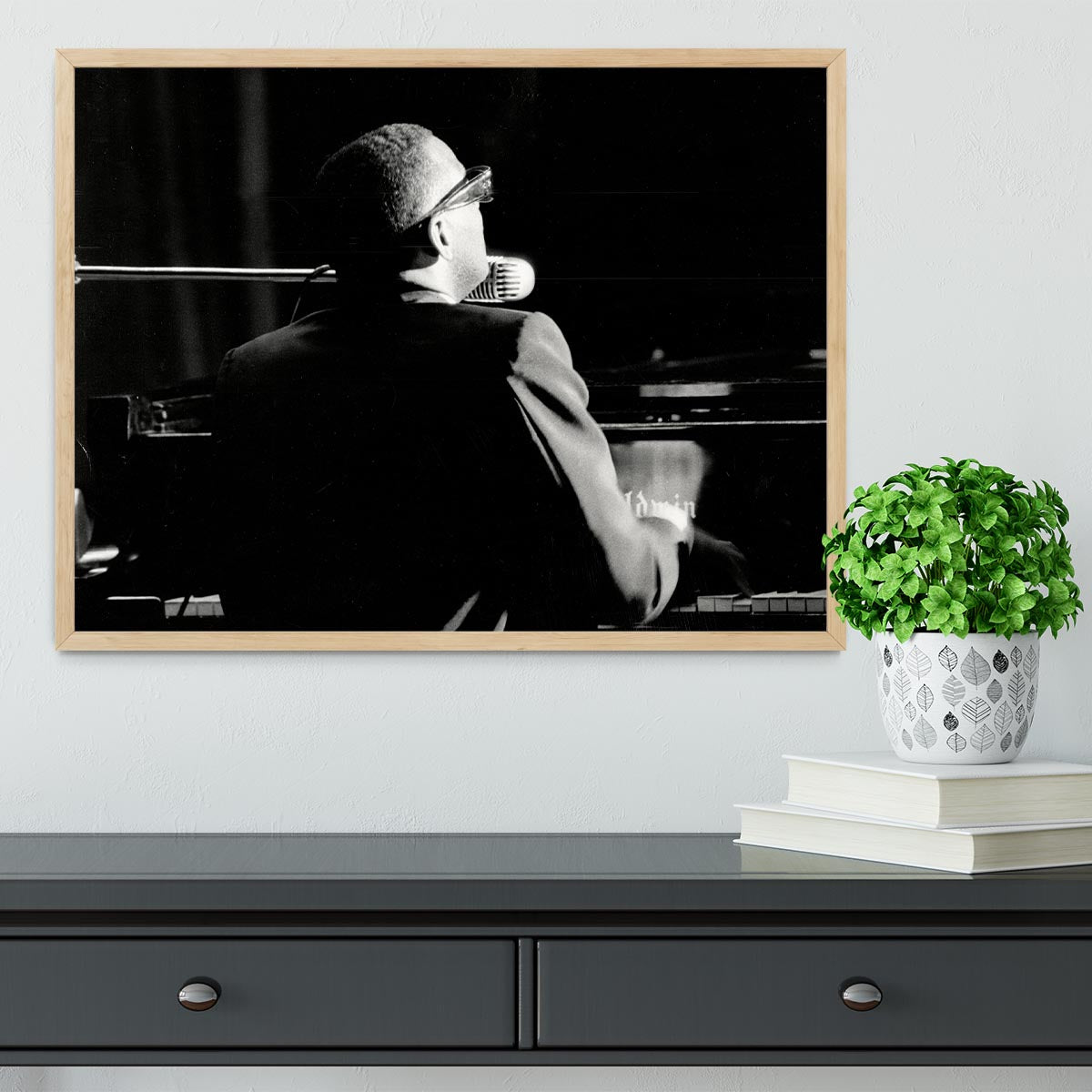 Ray Charles at the piano Framed Print - Canvas Art Rocks - 4