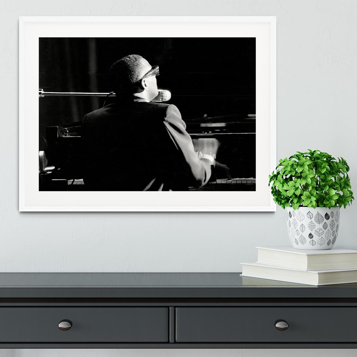 Ray Charles at the piano Framed Print - Canvas Art Rocks - 5