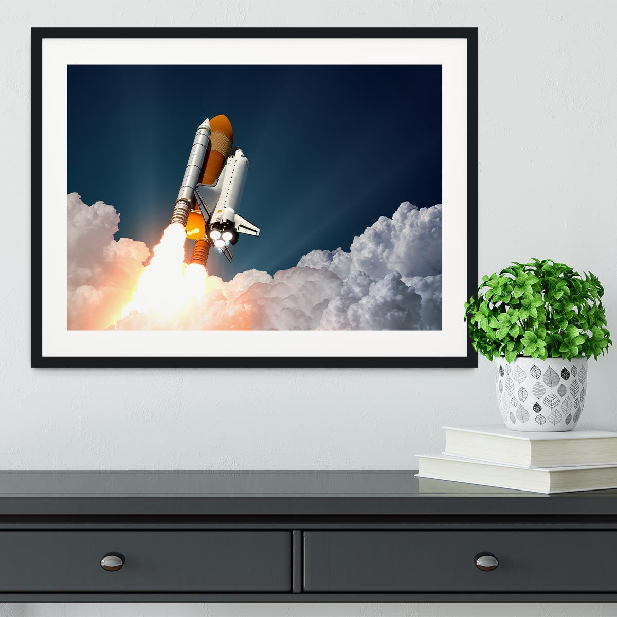Realistic 3d Scene Of Space Shuttle Framed Print - Canvas Art Rocks - 1