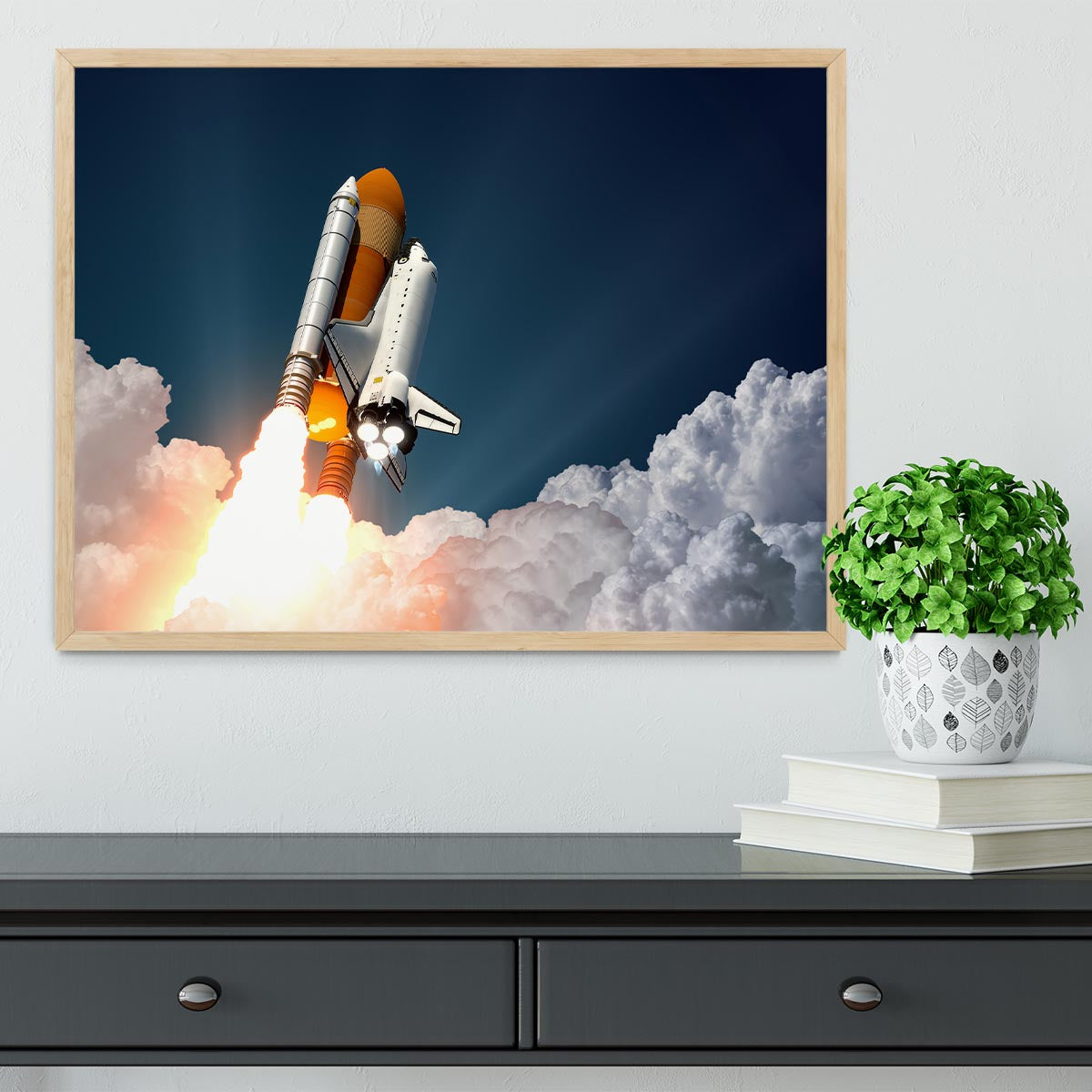 Realistic 3d Scene Of Space Shuttle Framed Print - Canvas Art Rocks - 4