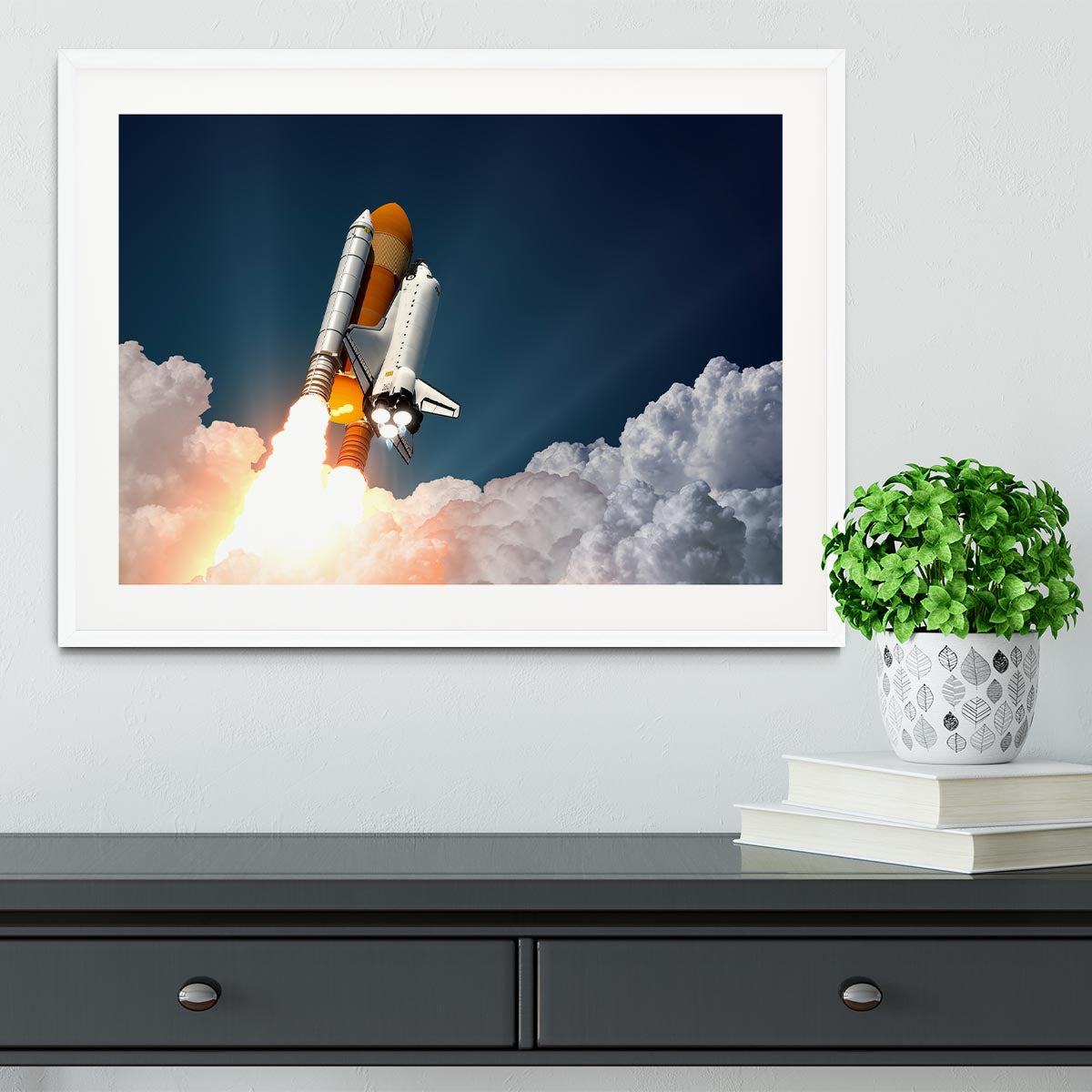 Realistic 3d Scene Of Space Shuttle Framed Print - Canvas Art Rocks - 5