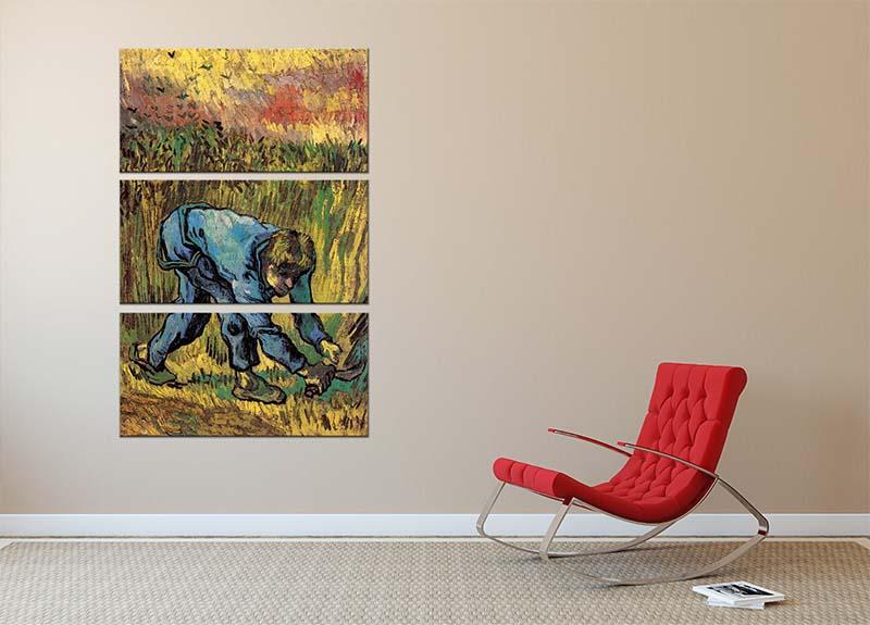 Reaper with Sickle after Millet by Van Gogh 3 Split Panel Canvas Print - Canvas Art Rocks - 2