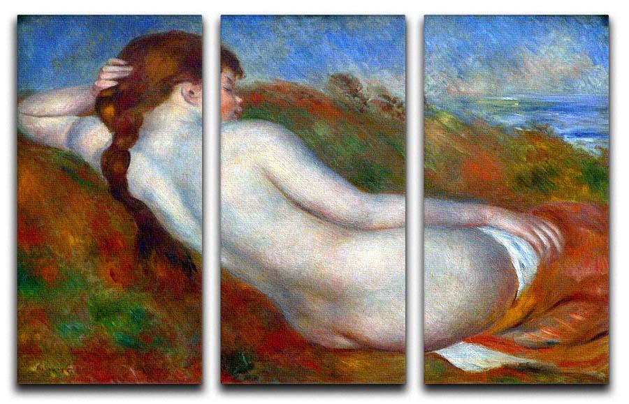 Reclining nude by Renoir 3 Split Panel Canvas Print - Canvas Art Rocks - 1